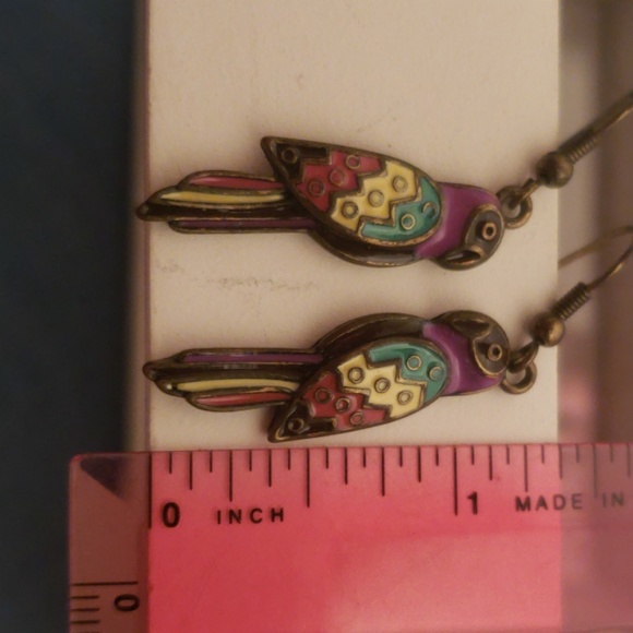 Rainbow Parrot Earrings - Picture 2 of 2